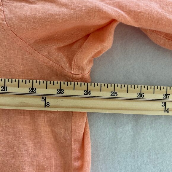 Coco Rose Tunic Dress Womens Size L/XL Peach Pure Linen Collared Button Front - Picture 8 of 8